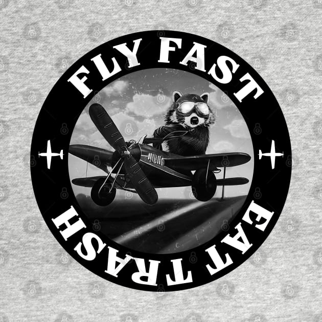 Fly fast eat trash raccoon by Raccool